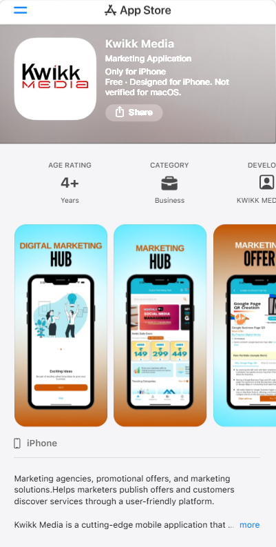 Kwikk Media App Apple App Store Listing