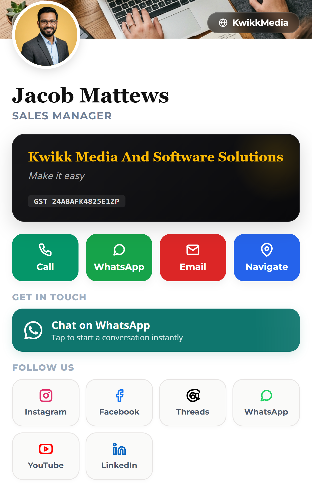 Kwikk Digital Visiting Card Mockup